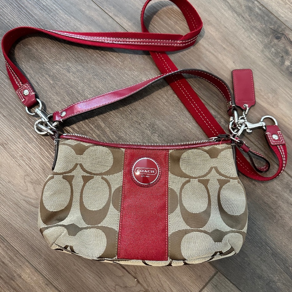 Red/Tan Crossbody Coach Bag